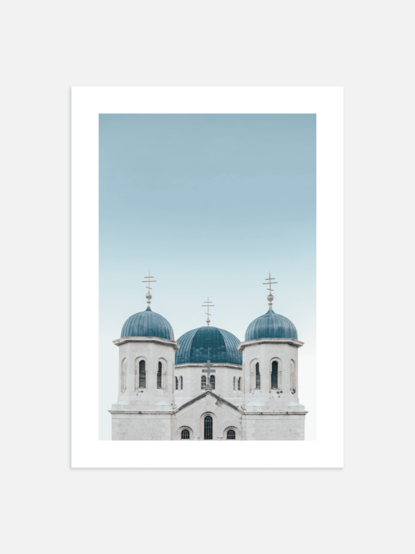 Minimalistički art print kupola crkve okruženih nebom