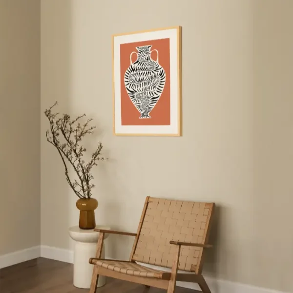 crtež amfore i grane masline - slika na zidu / medium