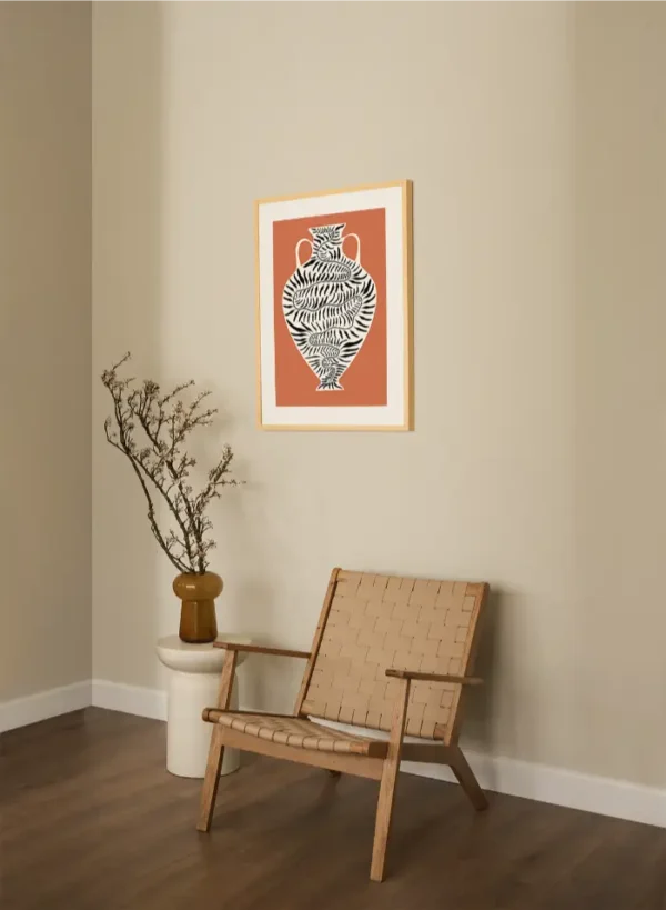 crtež amfore i grane masline - slika na zidu / medium