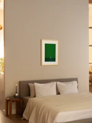 Dva cvijeta trave u maloj zelenoj vazi - slika na zidu small