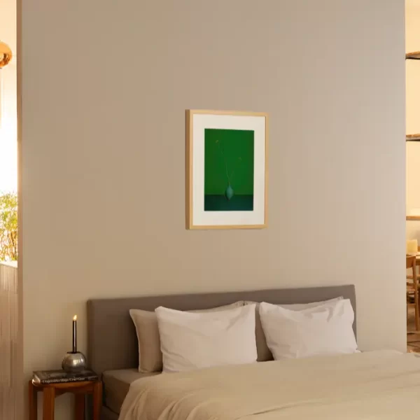 Dva cvijeta trave u maloj zelenoj vazi - slika na zidu small