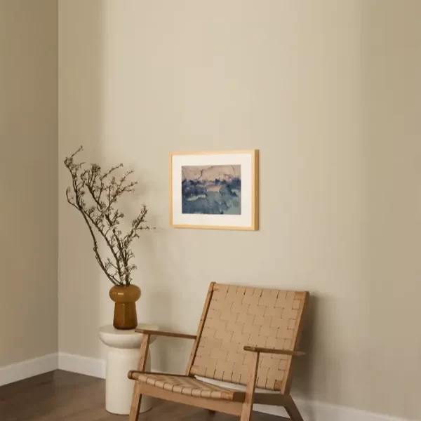 Koloritna morska obala sa čamcem i mrežom za odbojku - slika na zidu small