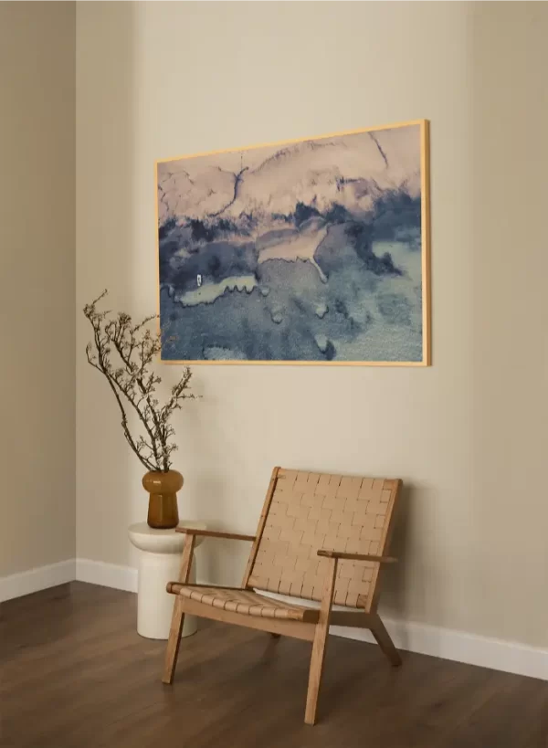 Koloritna morska obala sa čamcem i mrežom za odbojku - slika na zidu x large