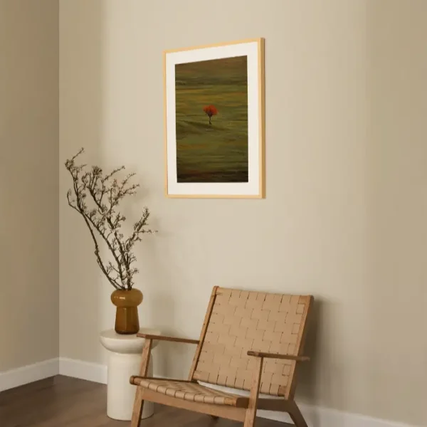 Drvo crvenog lista na livadi - slika na zidu medium