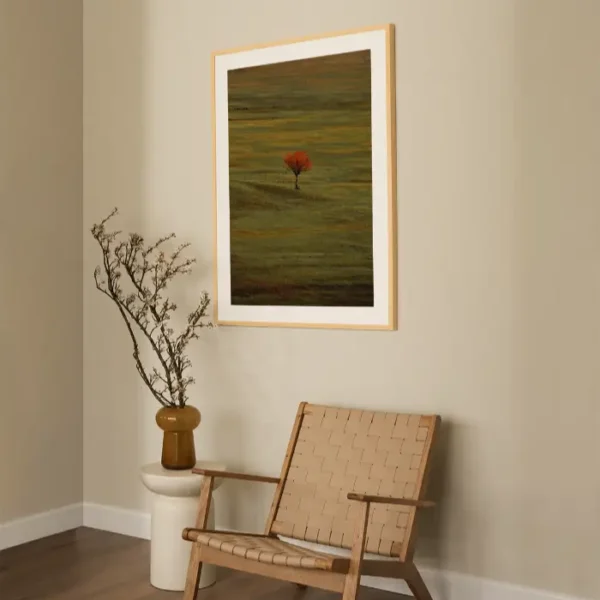 Drvo crvenog lista na livadi - slika na zidu large