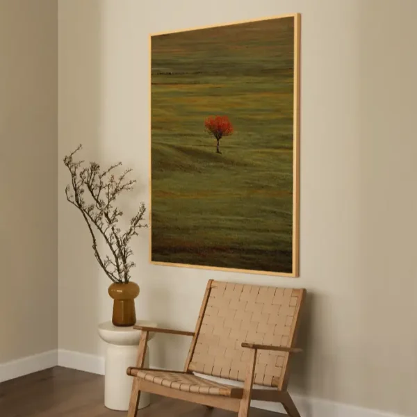 Drvo crvenog lista na livadi - slika na zidu x large