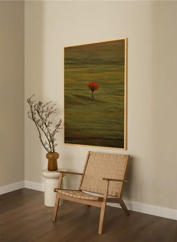 Drvo crvenog lista na livadi - slika na zidu x large