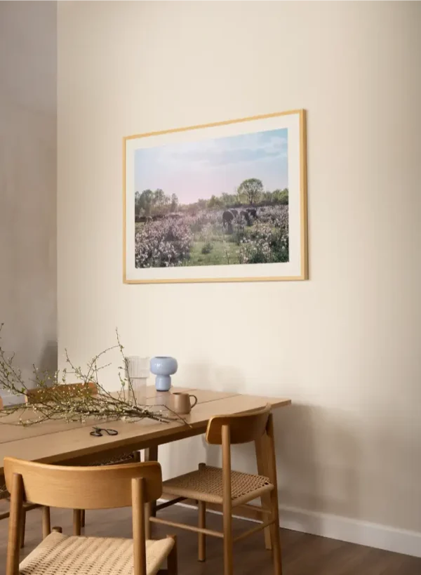 Jutro na livadi sa kravama u cvijeću - slika za zid large