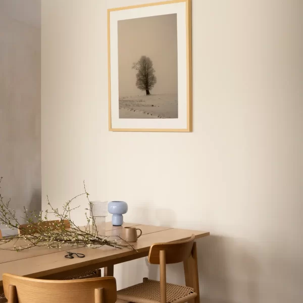 Drvo i soko na grani, u snijegu - slika na zidu medium