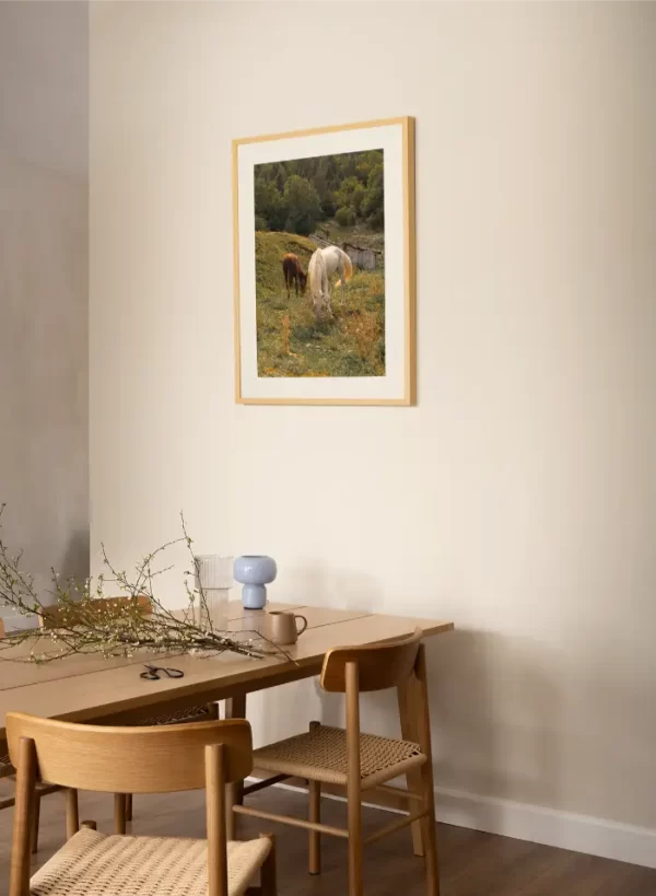 Dva konja u livadi od cvijeća - slika za zid medium