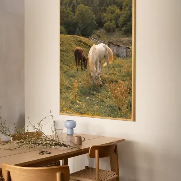 Dva konja u livadi od cvijeća - slika za zid x large