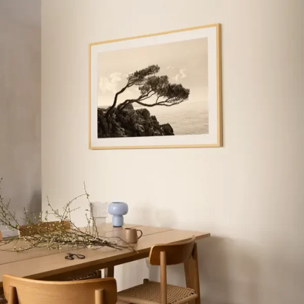 Morska obala i stablo nakrivljeno pod uticajem bure - slika na zidu large