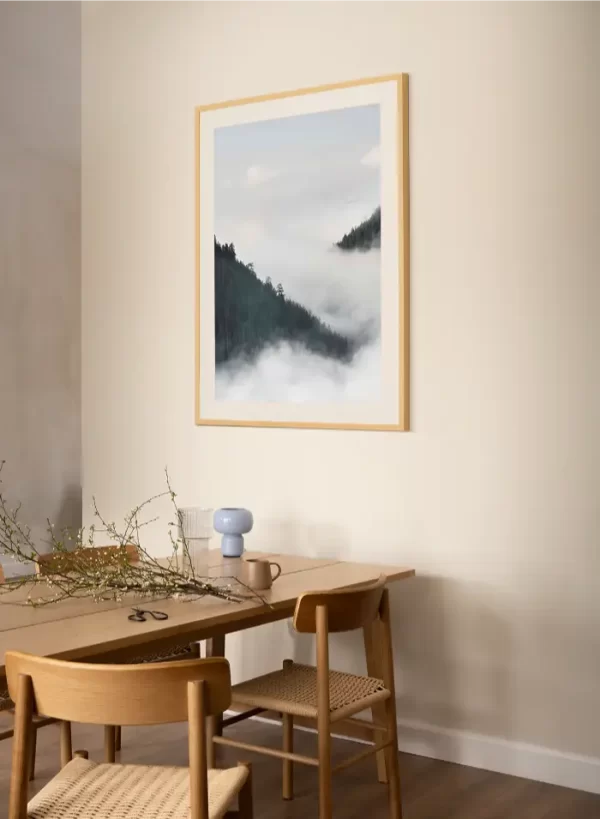 Fotografije magle koja pliva izmedju dva brda - slika za zid large