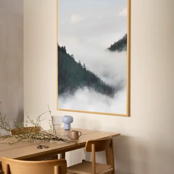 Fotografije magle koja pliva izmedju dva brda - slika za zid x large