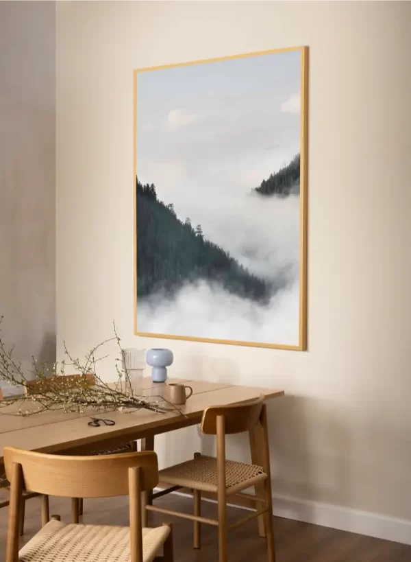 Fotografije magle koja pliva izmedju dva brda - slika za zid x large