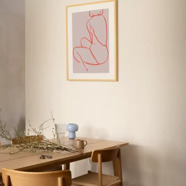 Jednostavni lineart žene slikane sa leđa - slika na zidu