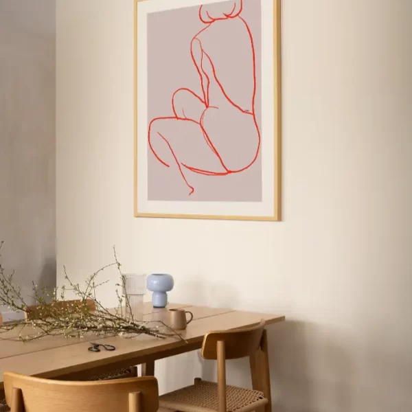 Jednostavni lineart žene slikane sa leđa - slika na zidu