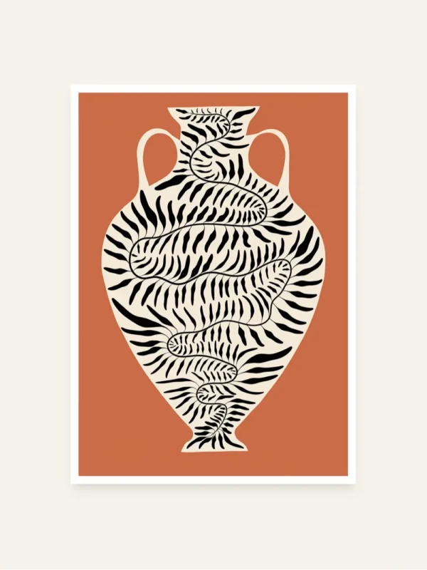 Crtež amfore i grane masline - slika za zid