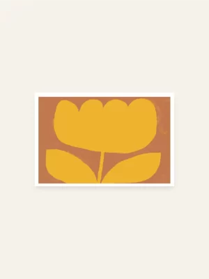 Crtež žutog cvijeta na cigla pozadini - slika za zid