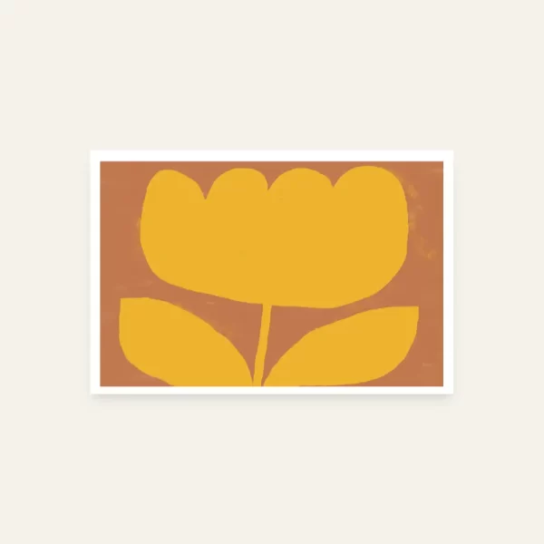 Crtež žutog cvijeta na cigla pozadini - slika za zid