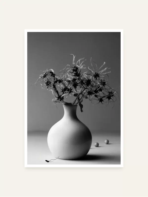 Vaza i trava u crno bijelom - slika za zid