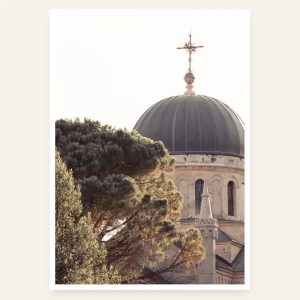 Kupola i na njoj krst crkve u Herceg Novom - slika za zid