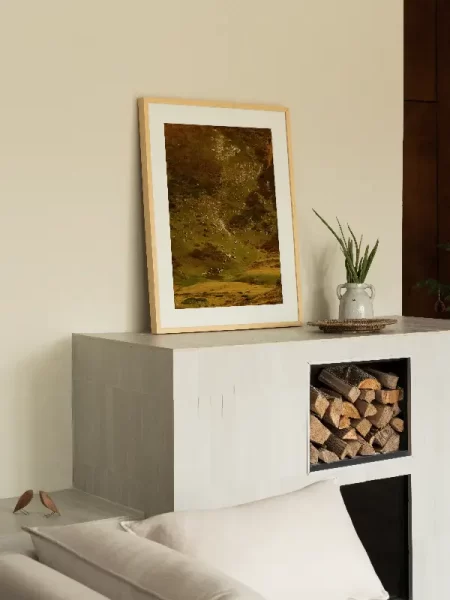 Prikaz fotogrfije u dnevnoj sobi na kaminu